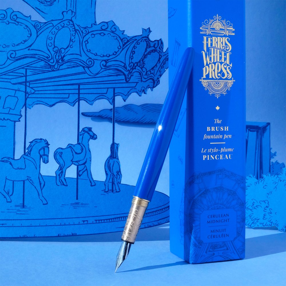 Ferris Wheel Press Brush Cerulean Midnight Fountain pen - Vulpen